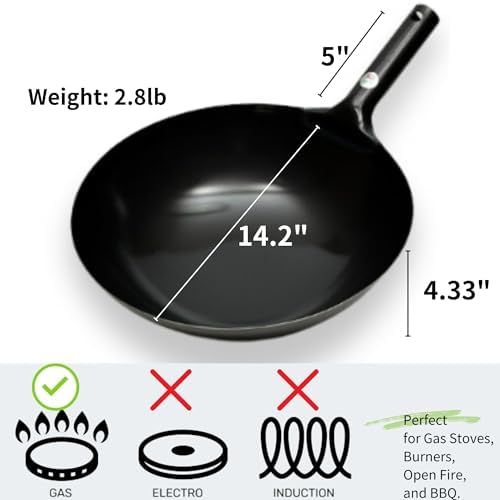 Kanda Iron Beijing Wok - Lightweight and Durable - Perfect for Authentic Japanese Cooking - 14.2 inch 36cm