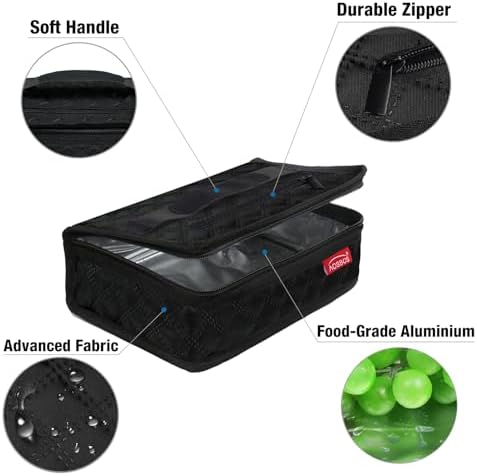 Aosbos Small Insulated Lunch Bag,Compact Black Lunch Box For Work