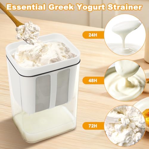 1800ml Greek Yogurt Maker & Strainer with Straw Spoon, Brush & Mesh Bag