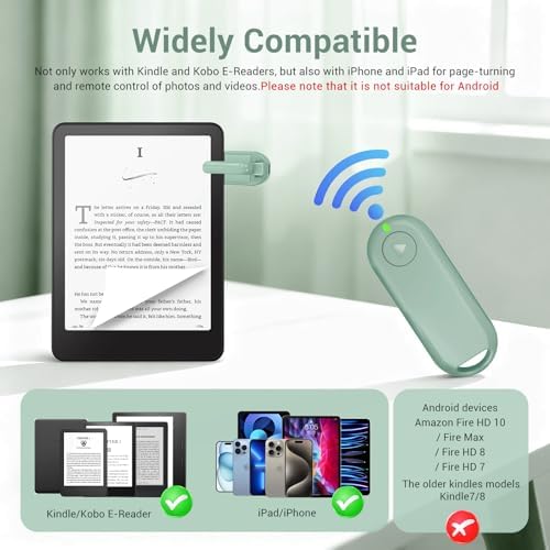 CoBak Remote Page Turner – Page Turning & Camera Remote Shutter for Kobo, E-Readers, iPad & iPhone, Compatible with Kindle Paperwhite – Wireless Control for Reading, Photos & Video