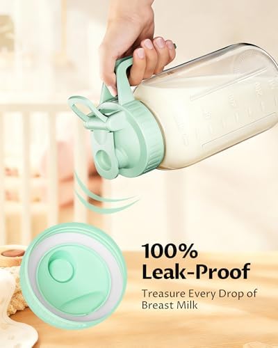 Mason Jar Pitcher Set of 2, 32oz (1quart) Glass Breast Milk Pitcher with Lid