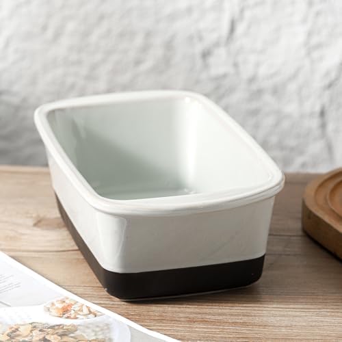 HVH Ceramic Loaf Pan for Baking Bread, 9 x 5 inch Baking Bread Loaf Pan, Rectangular Bread Pan, Bread Baking Pan for Cooking, Farmhouse Style (Black Pottery)