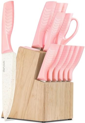 Knife Set with Built-in Sharpener Block, Dishwasher Safe