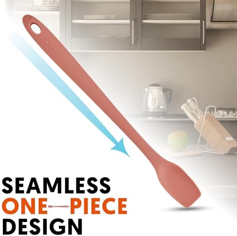Platinum Silicone Topping Spatula for Cooking – BPA Free Heat Resistant Cooking Utensils for Non Stick Pans – One-Piece Spoonula for Baking, Mixing & More – Kitchen Scraper 10.7” IndiePink