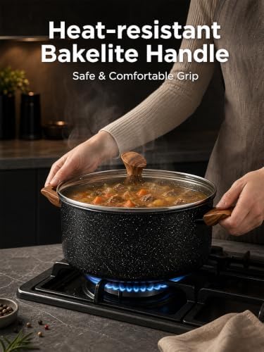 D.Perlla 9 Quart Large Stock Pot with Lid, Nonstick Induction Soup Pot