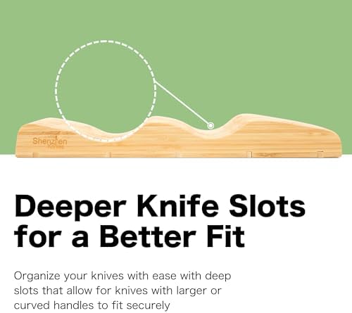Shenzhen Knives Bamboo In-Drawer Knife Block – 15 Slot, Holds 12-15 Knives
