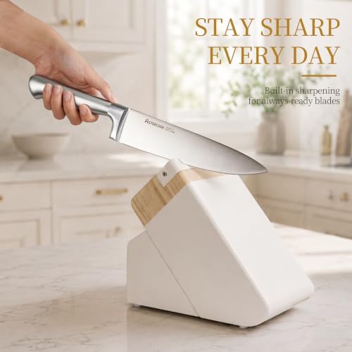Astercook Knife Set for Kitchen with Block Sharpener 14Pcs Dishwasher Safe
