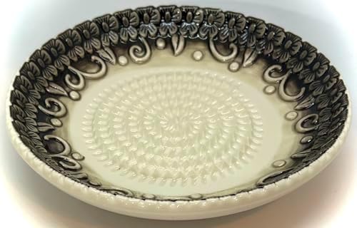 BonCera, Premium Ceramic Garlic Grater Plate Set - Black Embossed