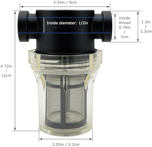 1/2" Female NPT in-Line Strainer with 100 mesh Stainless Steel Filter Screen (1/2“ 100 Mesh)