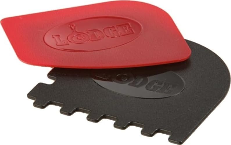 Lodge Cast Iron Grill Scraper Combo, 2 Pack, Red and Black