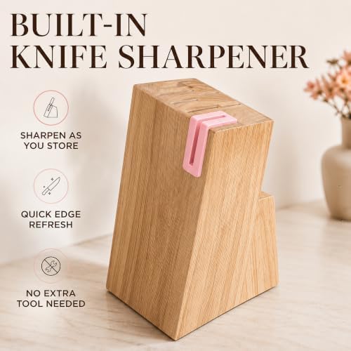 Knife Set with Built-in Sharpener Block, Dishwasher Safe