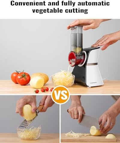 Electric Cheese Grater Salad Shooter,5-In-1 Electric Slicer For Home Kitchen,One-Touch Easy Control,With Safety Push Bar Cheese Grater Electric For Zucchini,Cheese,Vegetables And Smoothie