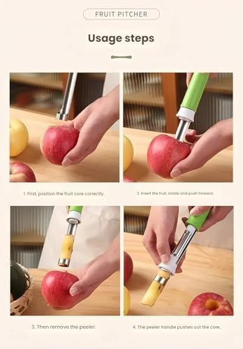2 in 1 Stainless Steel Apple Corer Peeler Kitchen Gadget (Red)