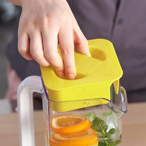 CURTA 2 Pack 2 Liters/68 oz Plastic Pitcher with Lid & Handle for Kitchen,ICED JUICE and Coffee Carafe Beverage Serveware, Acrylic Water Jug for Hot/Cold Drinks&lemonade