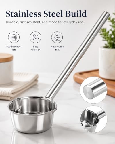PRETYZOOM 14'' Large Water Ladle with Pour Spout, Stainless Steel Handle