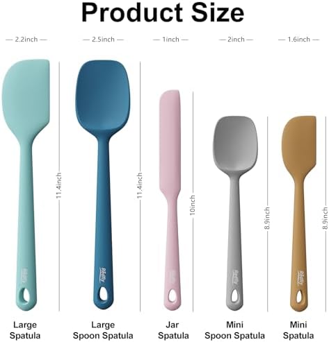 Redfly 5-Piece Food-Grade Silicone Spatula Set for Baking, Heat-Resistant