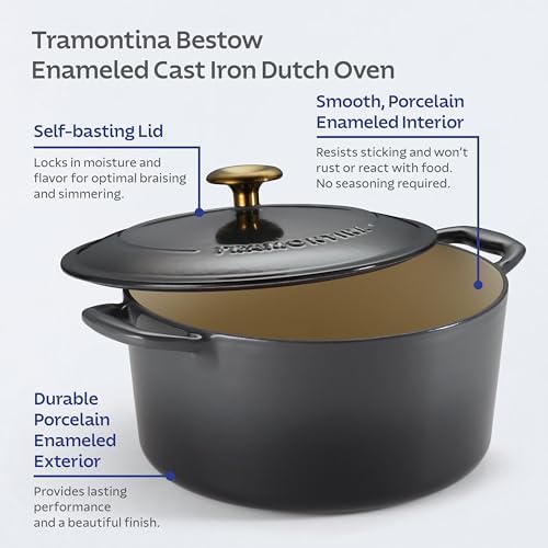 Tramontina Bestow Enameled Cast Iron 5.5-Qt Round Dutch Oven Pot with Lid