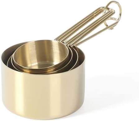 Martha Stewart Richburn 4-Piece Gold Stainless Steel Measuring Cup Set – Durable and Stylish Kitchen Measuring Tools for Baking and Cooking (Pack of 6)