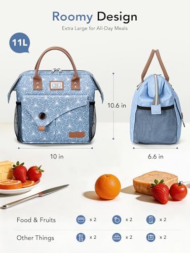 Lekesky Insulated Lunch Bag Portable Lunch Bag for Women Work-11L, Blue