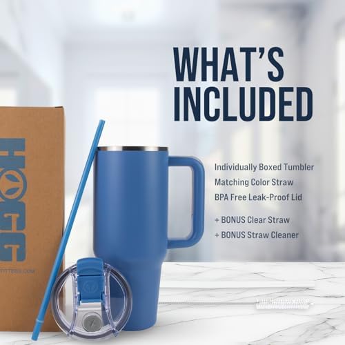 Hogg Big Swig 40oz Tumbler with Handle and Straw - Coastal Breeze, 40 oz Tumbler, Insulated Cup with Handle, 40oz Water Bottle with Straw, Thermal Cups, Leak Proof Lid, Travel Mugs, Stainless Steel