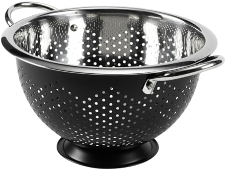 GoodCook Colander Premium Stainless Steel Construction with Handles and Elevated Pedestal Foot, 5-Quart, Black, 5qt capacity Colander (Pack of 12)