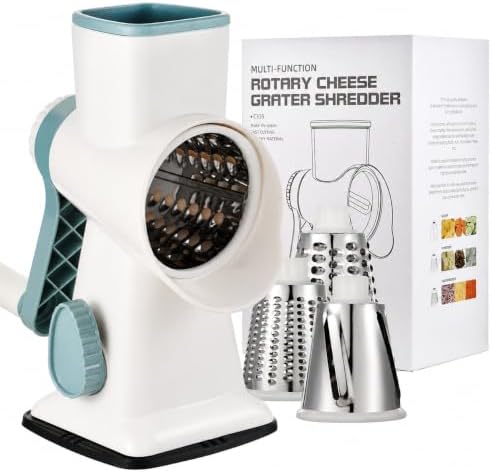 Rotary Cheese Grater Manual Hand Crank 3-in-1 Vegetable Shredder