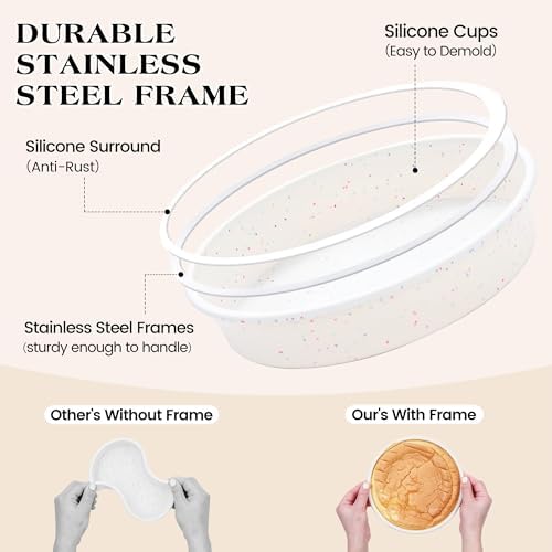6 inch Silicone Round Cake Pans, Set of 3, Cream