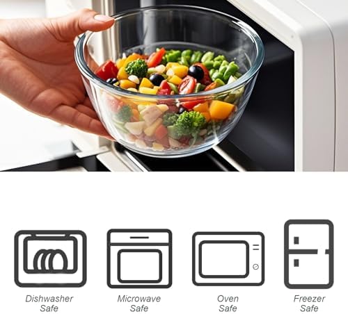 M MCIRCO 4 Packs Glass Mixing Bowls with Lids Set, 0.8/1.7/2.9/4.8 Qt
