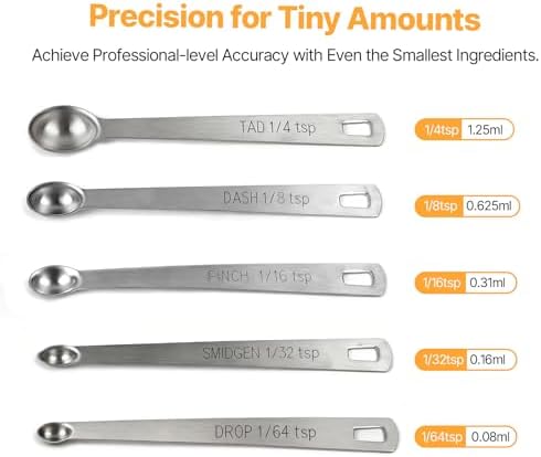 18/8(304) Mini Measuring Spoon Set, Small Teaspoon for Tiny Measurement