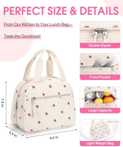 Lunch Bag for Women, Corduroy Small Insulated Lunch Box
