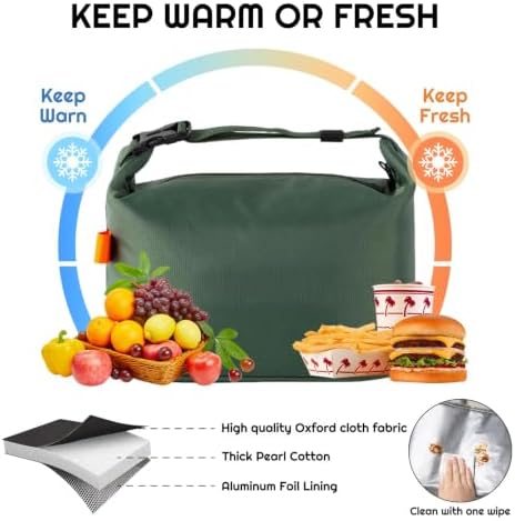 SUOXU Insulated Lunch Bag, Reusable Thermal Lunch Box Tote for Women & Men (Green)