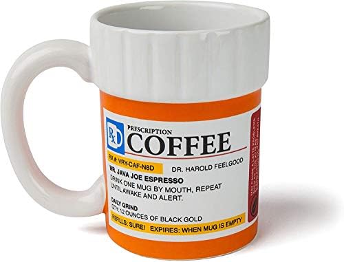 BigMouth Inc. Prescription Coffee Mug - Large Funny Prescription Coffee Cup - Unique Pharmacy Gifts - Hilarious Novelty and Gag Gifts for Doctor - Dishwasher-Safe Ceramic Pill Bottle Coffee Cup - 12oz