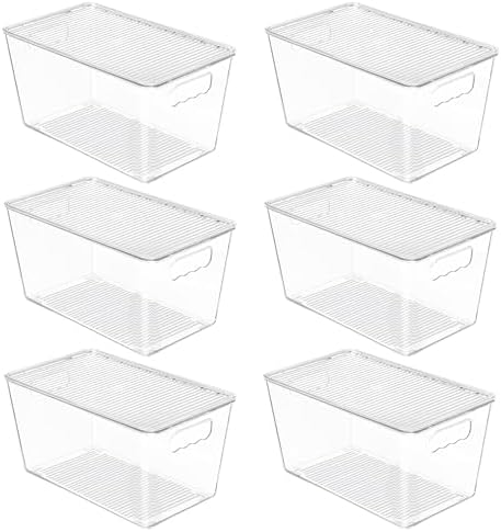 Vtopmart 6 Pack Clear Stackable Storage Bins with Lids and Handles, Medium
