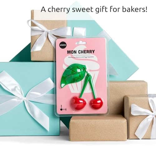 OTOTO Measuring Cups Set - Teaspoons for Dry & Liquid Ingredients, BPA-free & Dishwasher Safe, Funny Gifts, Baking Accessories, Unique Kitchen Gadgets (Mon Cherry)
