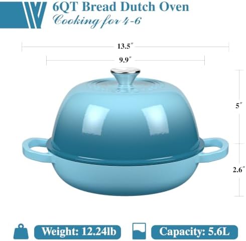 Umite Chef 6QT Enameled Cast Iron Dutch Oven Bread Baking Gift Set