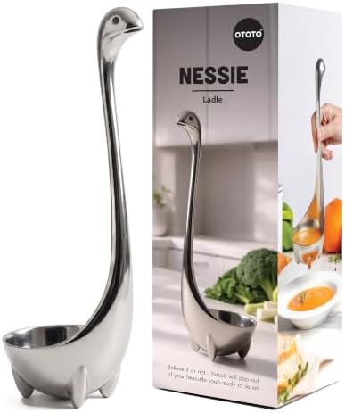 OTOTO The Original Nessie Stainless Steel Ladle - Soup Ladle, Cute Gifts, Funny Kitchen Gadgets, Loch Ness design, Cooking Gifts, BPA Free