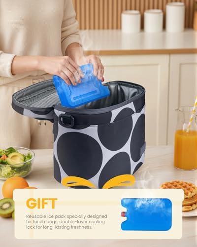LOVEVOOK Insulated Lunch Box for Women Men, Reusable Lunch Bag for Work Picnic Beach College School, Leakproof Cooler Bag with Shoulder Strap & Ice Pack, Lunch Box/Bag for Mom Teacher Kids Girl Boy