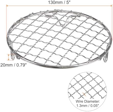 HARFINGTON Round Cooking Rack 5-inch 201 Stainless Steel Cross Wire Barbecue Grill Net with 20mm Legs for Cooking Baking Steaming BBQ
