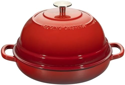 EDGING CASTING Enameled Cast Iron Dutch Oven Pot with Lid, Round Bread Oven for Homemade Sourdough Bread Baking, 6 Quart, Red