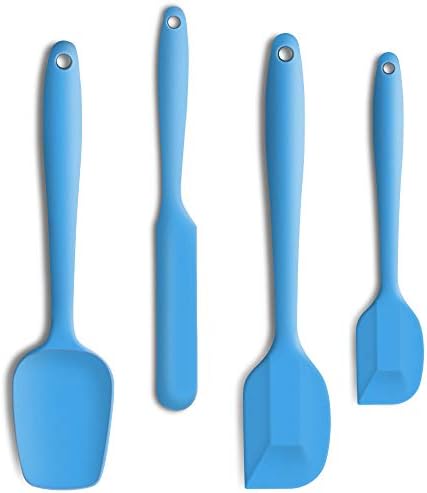 4-Piece Silicone Spatula Set with Stainless Steel Core, Blue