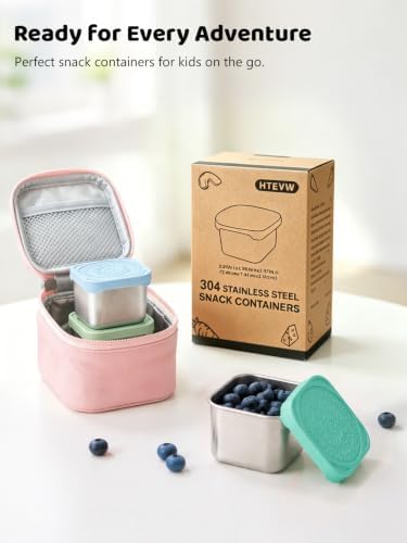 HTEVW 6 Pack Stainless Steel Snack Containers for Kids, 6 oz Food Container