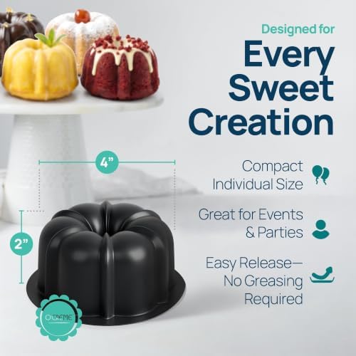 O'CREME Mini Silicone Cake Pan Non-Stick Baking Mold 10 Pack