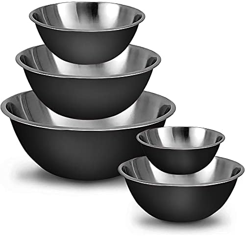 WHYSKO Stainless Steel Mixing Bowls Set, 5-Piece Meal Prep & Food Storage