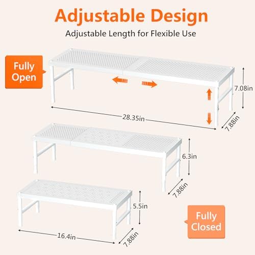 2 Pack Expandable adjustable stackable kitchen cabinet organizer,spice rack