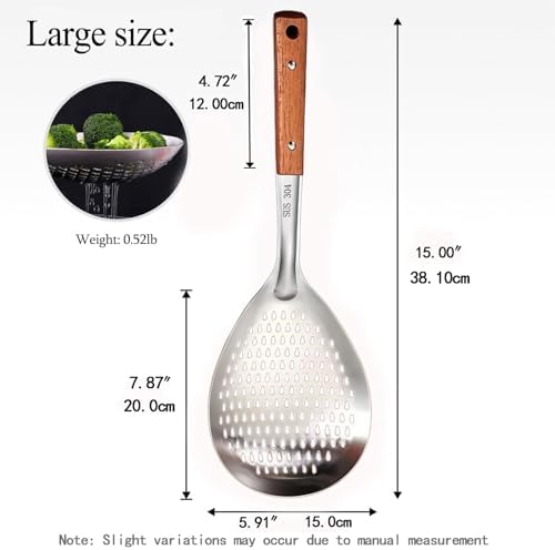 Stainless Steel Mesh Spider Strainer Wooden Handle On Pasta Noodle