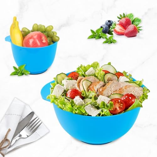 BoxedHome Plastic Mixing Bowls with Pour Spout, Microwave Safe, 4.5 Quart