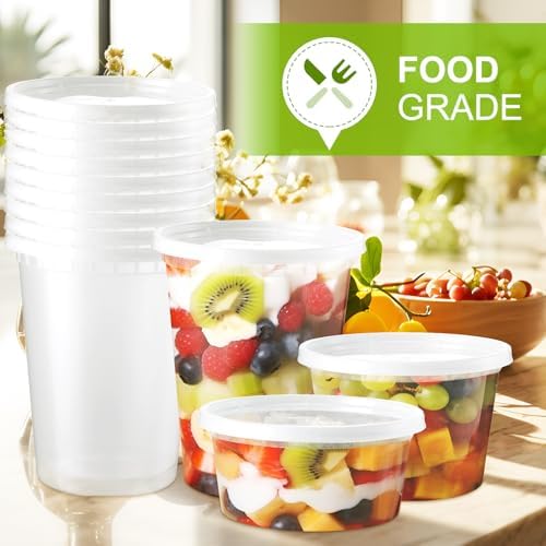 NEEBAKE 75 Sets 12oz Deli-Containers-with-Lids-Airtight-Plastic-Food-Storage-Containers-with-Lids-Soup-Slime-Overnight-Oat-To-Go-Containers