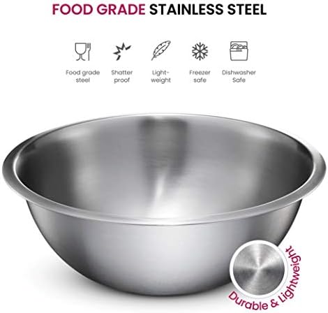 FineDine Stainless Steel Mixing Bowls Set, 6-Piece Metal Bowls