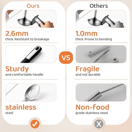 Stainless Steel Serving Spoon Set with Heat-Resistant Handles,3-Piece
