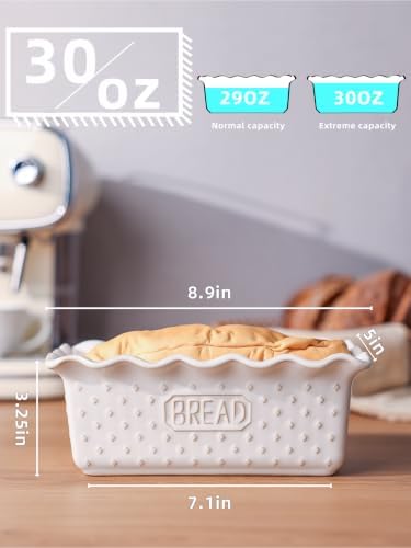 Ceramic Loaf Pan for Baking Bread, 9"X5" Bread Pans (Vintage White)
